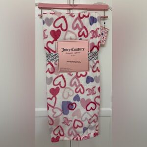 Juicy Couture Pink and Purple Heart Blanket